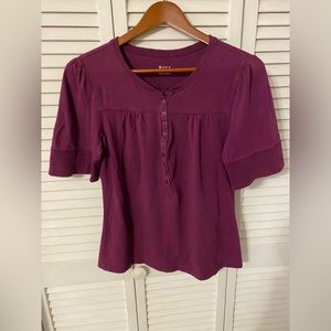 APT 9 Burgundy Plum Knit Short sleeve tee shirt, size L
